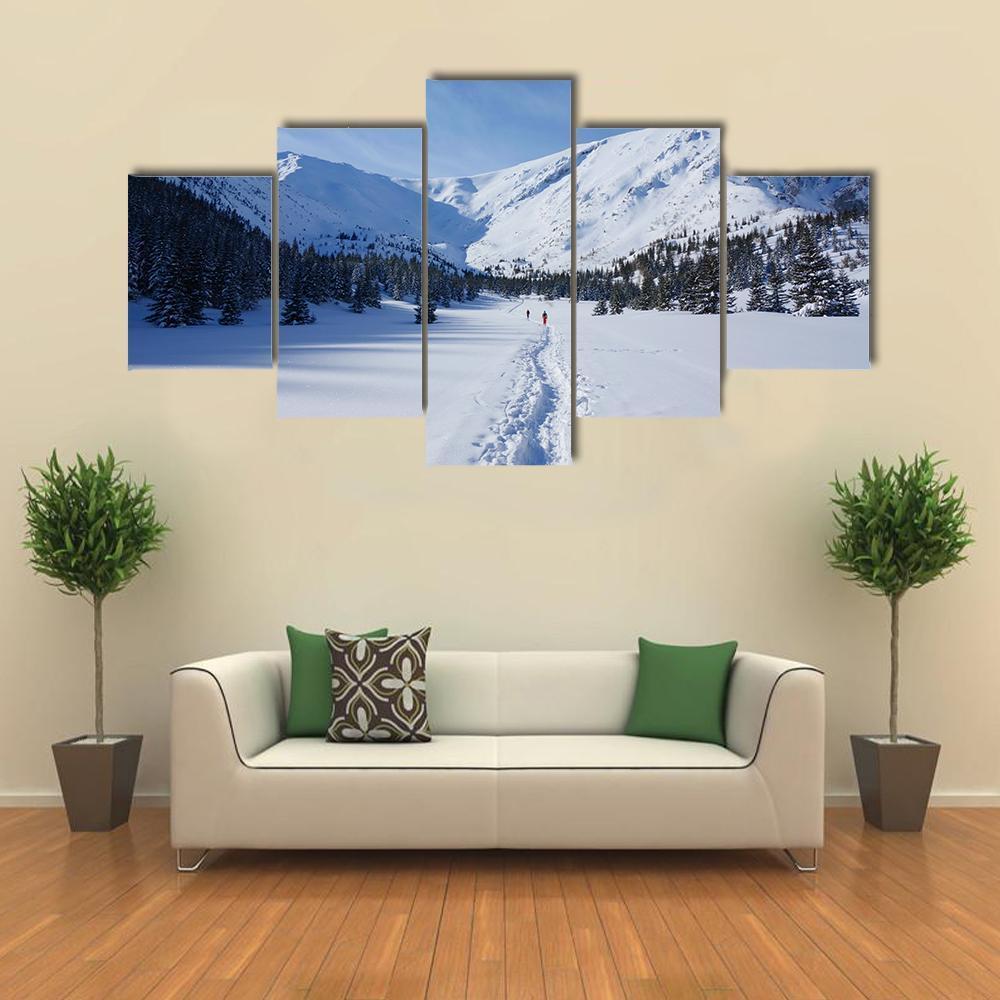 Snow Hiking Trail Poland Canvas Wall Art-5 Star-Gallery Wrap-62" x 32"-Tiaracle