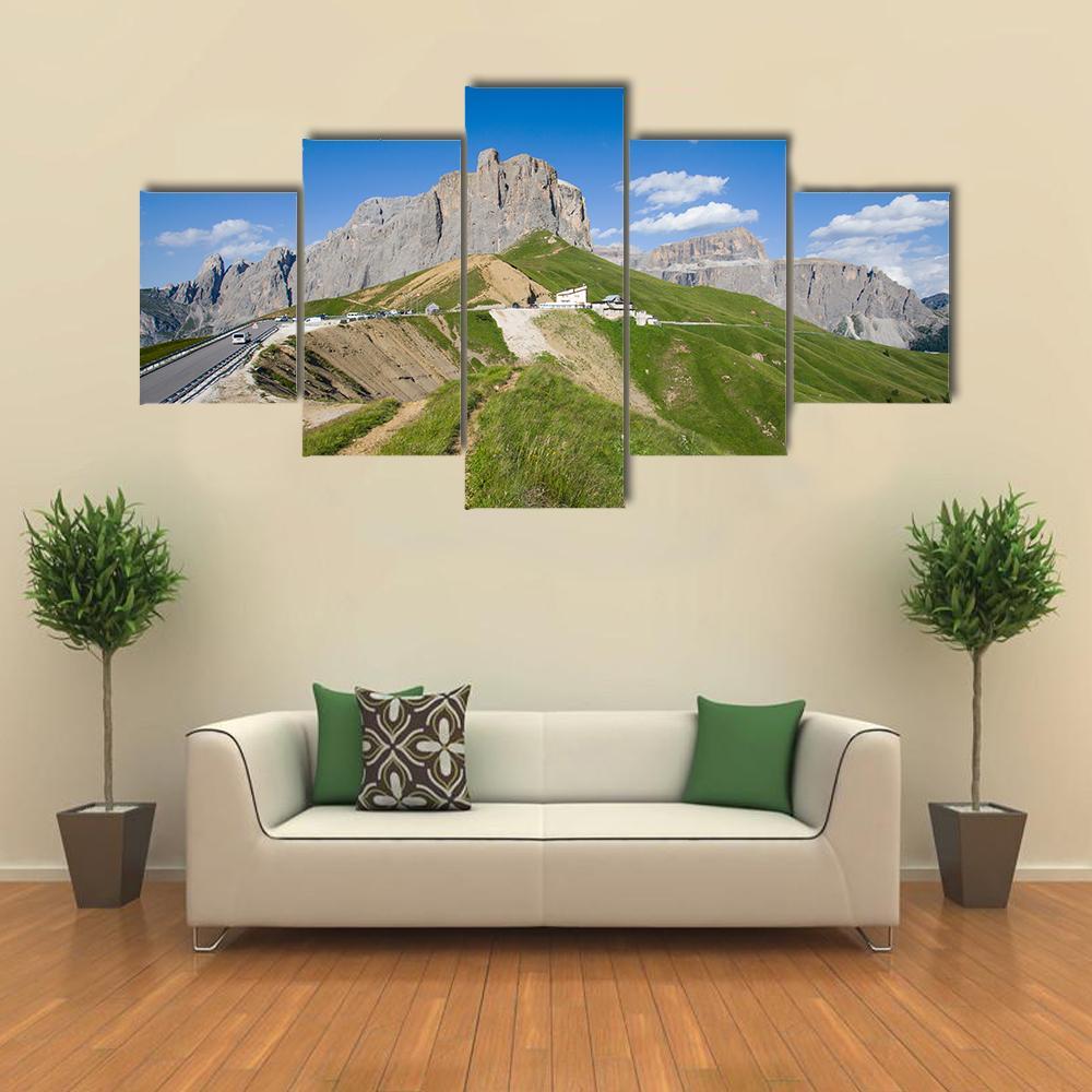 Sella Pass Italy Canvas Wall Art-5 Star-Gallery Wrap-62" x 32"-Tiaracle