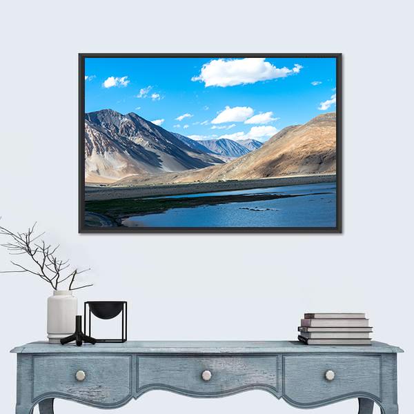 Mountain In Ladakh India Canvas Wall Art-1 Piece-Floating Frame-24" x 16"-Tiaracle