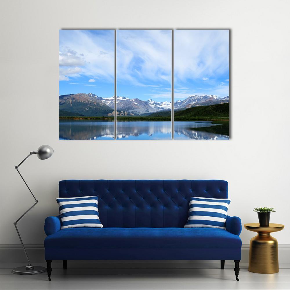Mountain Lake In Alaska Canvas Wall Art-3 Horizontal-Gallery Wrap-37" x 24"-Tiaracle