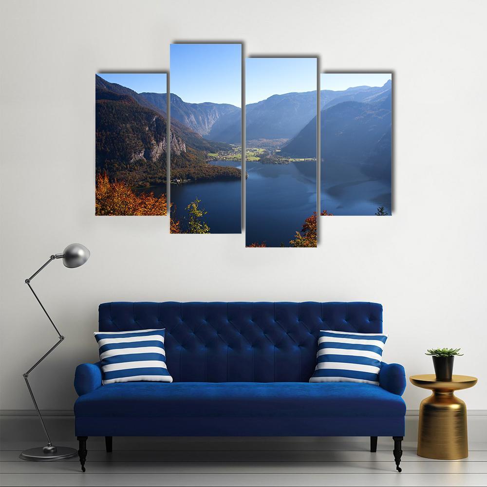 Mountain Lake In Austria Canvas Wall Art-4 Pop-Gallery Wrap-50" x 32"-Tiaracle