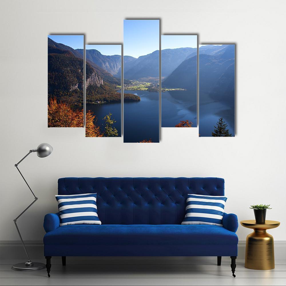 Mountain Lake In Austria Canvas Wall Art-5 Pop-Gallery Wrap-47" x 32"-Tiaracle