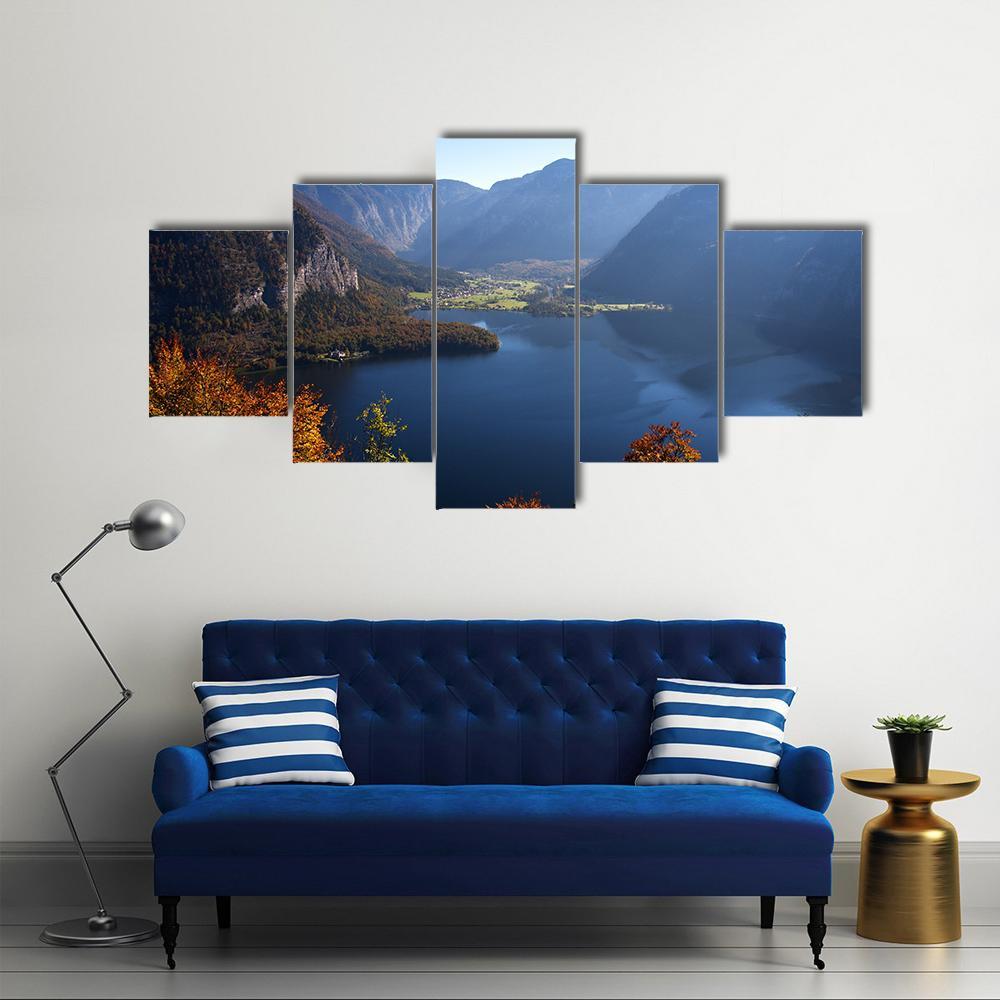 Mountain Lake In Austria Canvas Wall Art-5 Star-Gallery Wrap-62" x 32"-Tiaracle