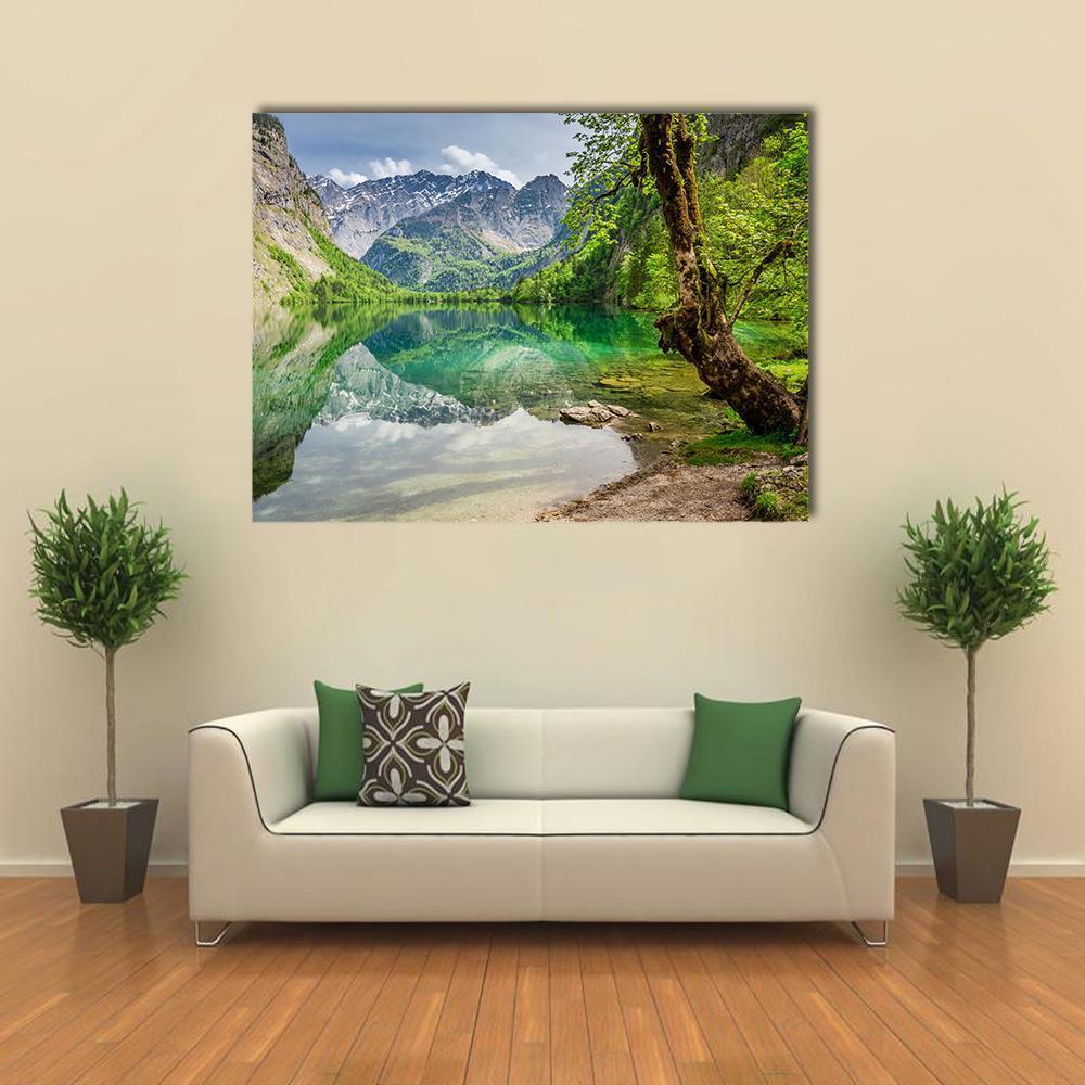 Mountain Lake In Germany Canvas Wall Art-1 Piece-Gallery Wrap-48" x 32"-Tiaracle