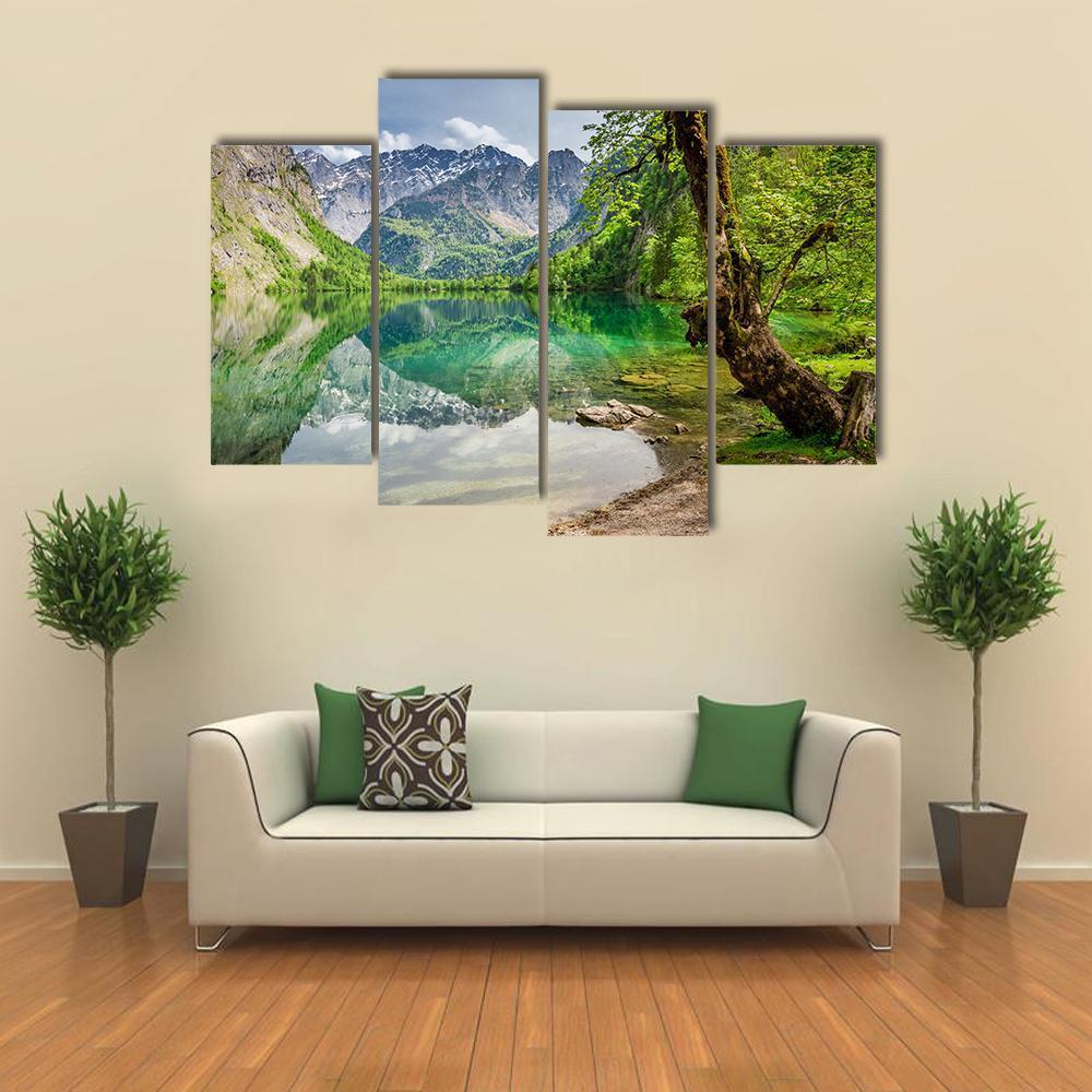 Mountain Lake In Germany Canvas Wall Art-4 Pop-Gallery Wrap-50" x 32"-Tiaracle
