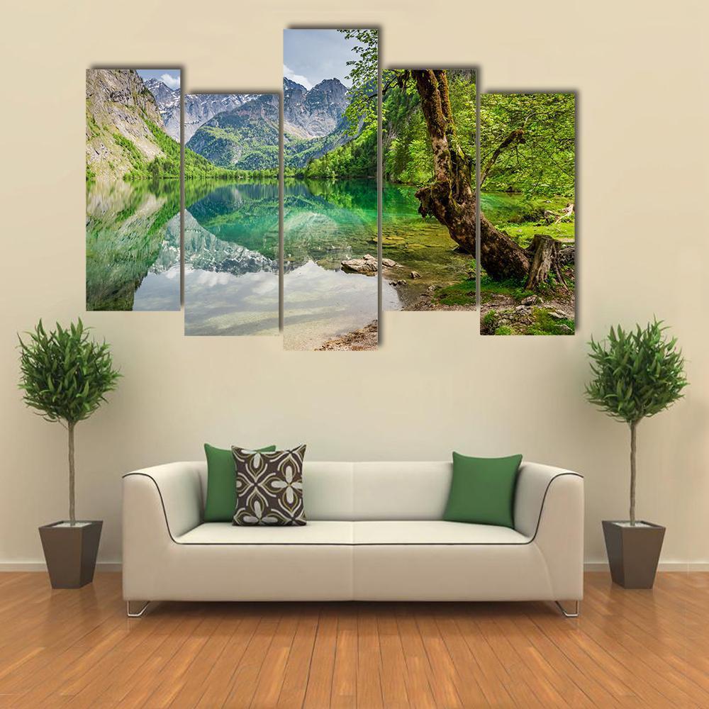 Mountain Lake In Germany Canvas Wall Art-5 Pop-Gallery Wrap-47" x 32"-Tiaracle