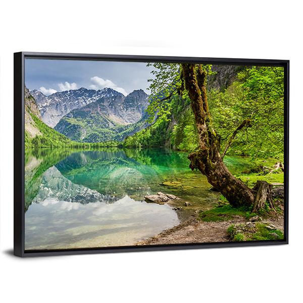 Mountain Lake In Germany Canvas Wall Art-3 Horizontal-Gallery Wrap-25" x 16"-Tiaracle