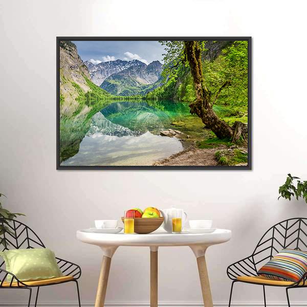 Mountain Lake In Germany Canvas Wall Art-3 Horizontal-Gallery Wrap-25" x 16"-Tiaracle