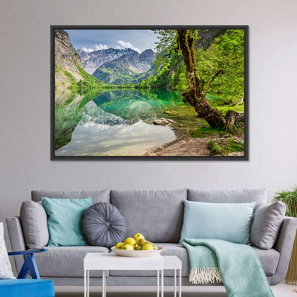 Mountain Lake In Germany Canvas Wall Art-3 Horizontal-Gallery Wrap-25" x 16"-Tiaracle