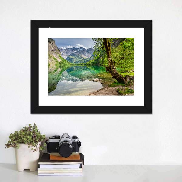 Mountain Lake In Germany Canvas Wall Art-1 Piece-Framed Print-20" x 16"-Tiaracle