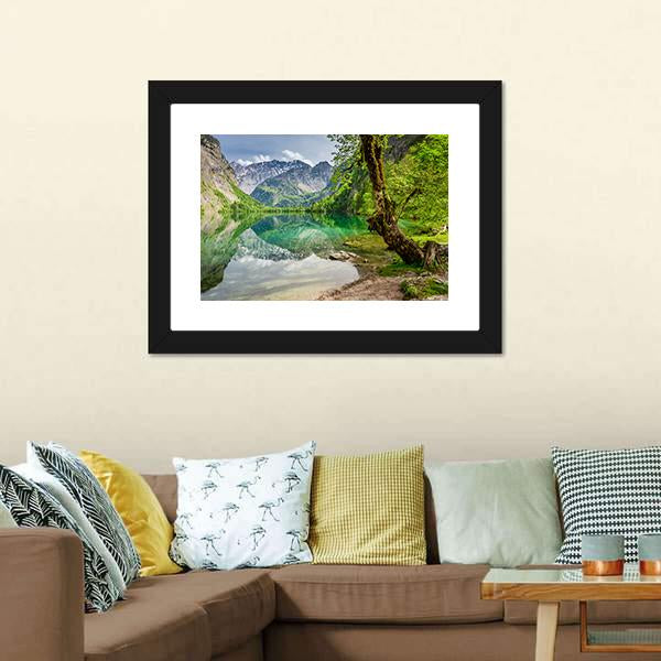 Mountain Lake In Germany Canvas Wall Art-3 Horizontal-Gallery Wrap-25" x 16"-Tiaracle