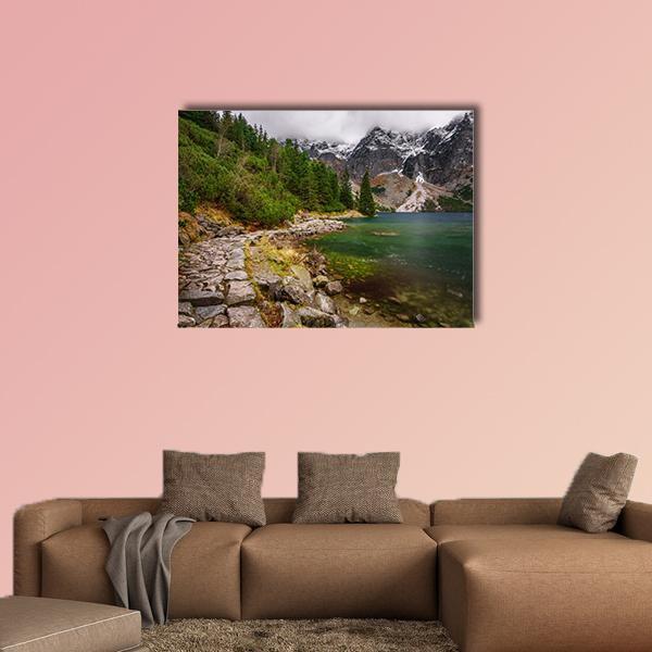 Rocky Road Along Shore Canvas Wall Art-5 Pop-Gallery Wrap-47" x 32"-Tiaracle