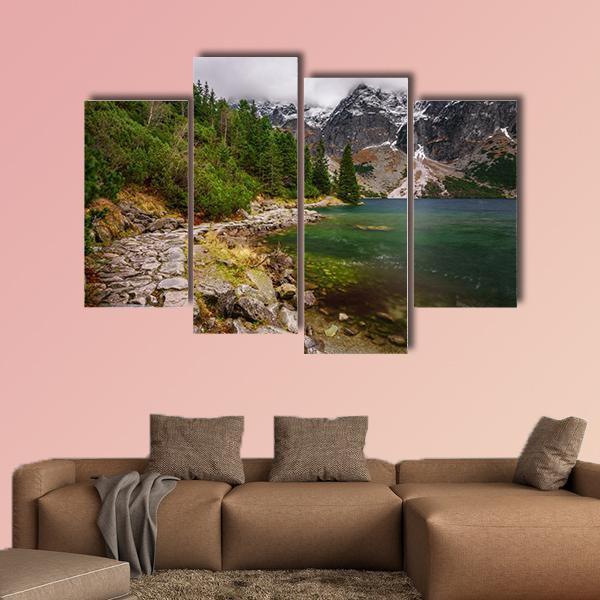 Rocky Road Along Shore Canvas Wall Art-4 Pop-Gallery Wrap-50" x 32"-Tiaracle