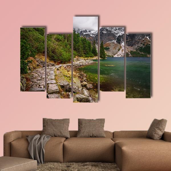 Rocky Road Along Shore Canvas Wall Art-5 Pop-Gallery Wrap-47" x 32"-Tiaracle