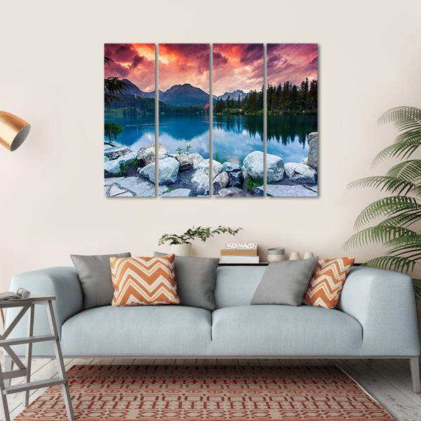 Mountain Lake In National Park High Tatra Canvas Wall Art-4 Horizontal-Gallery Wrap-34" x 24"-Tiaracle