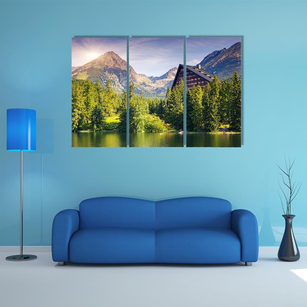 Lake Near Tatra Mountains Canvas Wall Art-3 Horizontal-Gallery Wrap-37" x 24"-Tiaracle