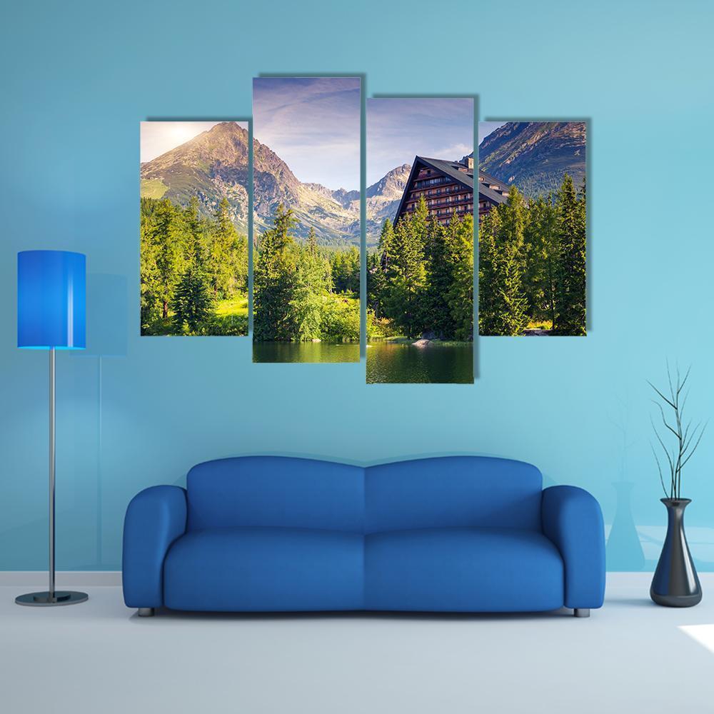 Lake Near Tatra Mountains Canvas Wall Art-4 Pop-Gallery Wrap-50" x 32"-Tiaracle