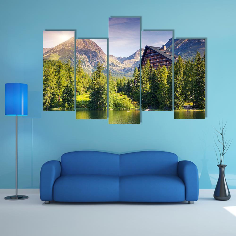 Lake Near Tatra Mountains Canvas Wall Art-5 Pop-Gallery Wrap-47" x 32"-Tiaracle