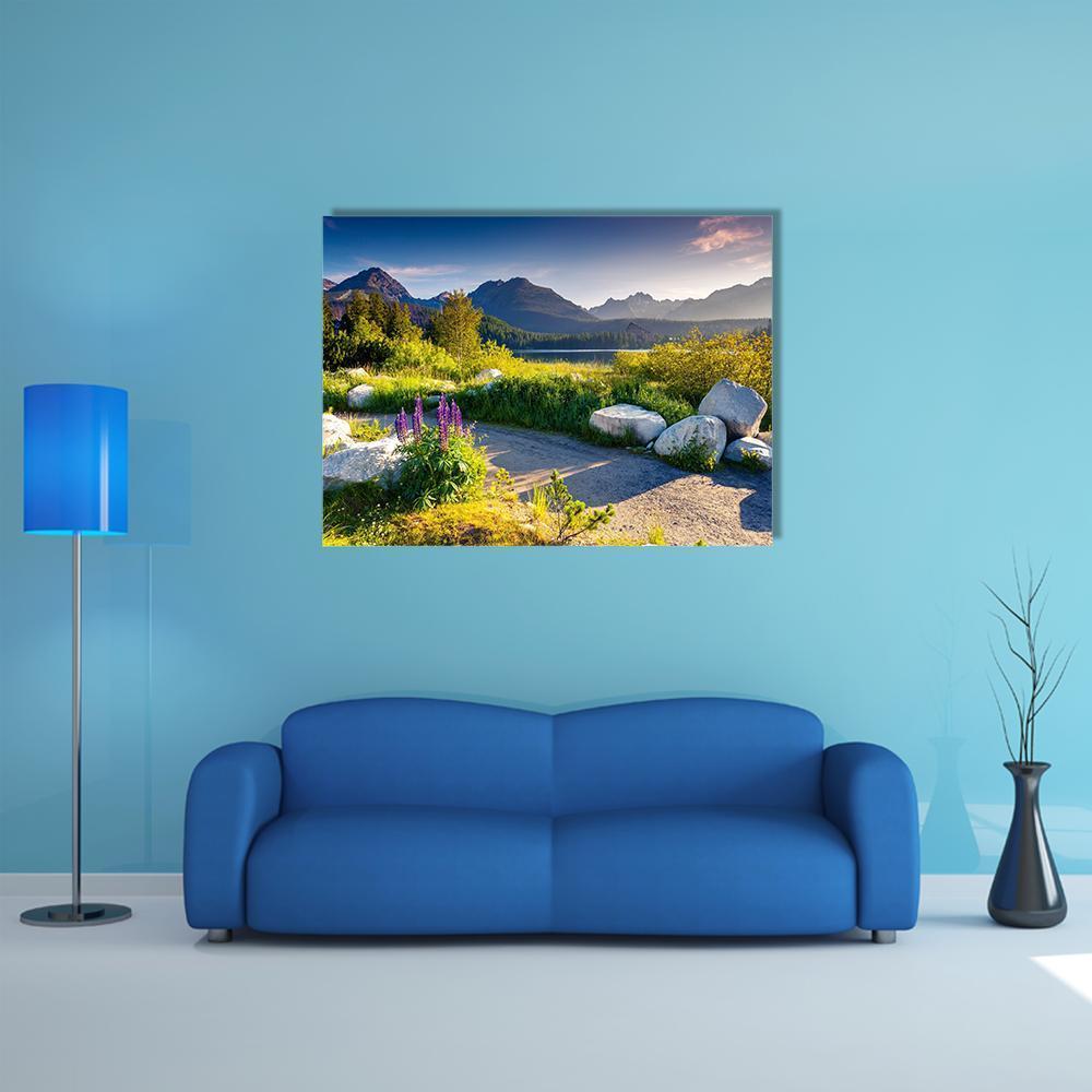 Landscape Near Lake Canvas Wall Art-1 Piece-Gallery Wrap-48" x 32"-Tiaracle
