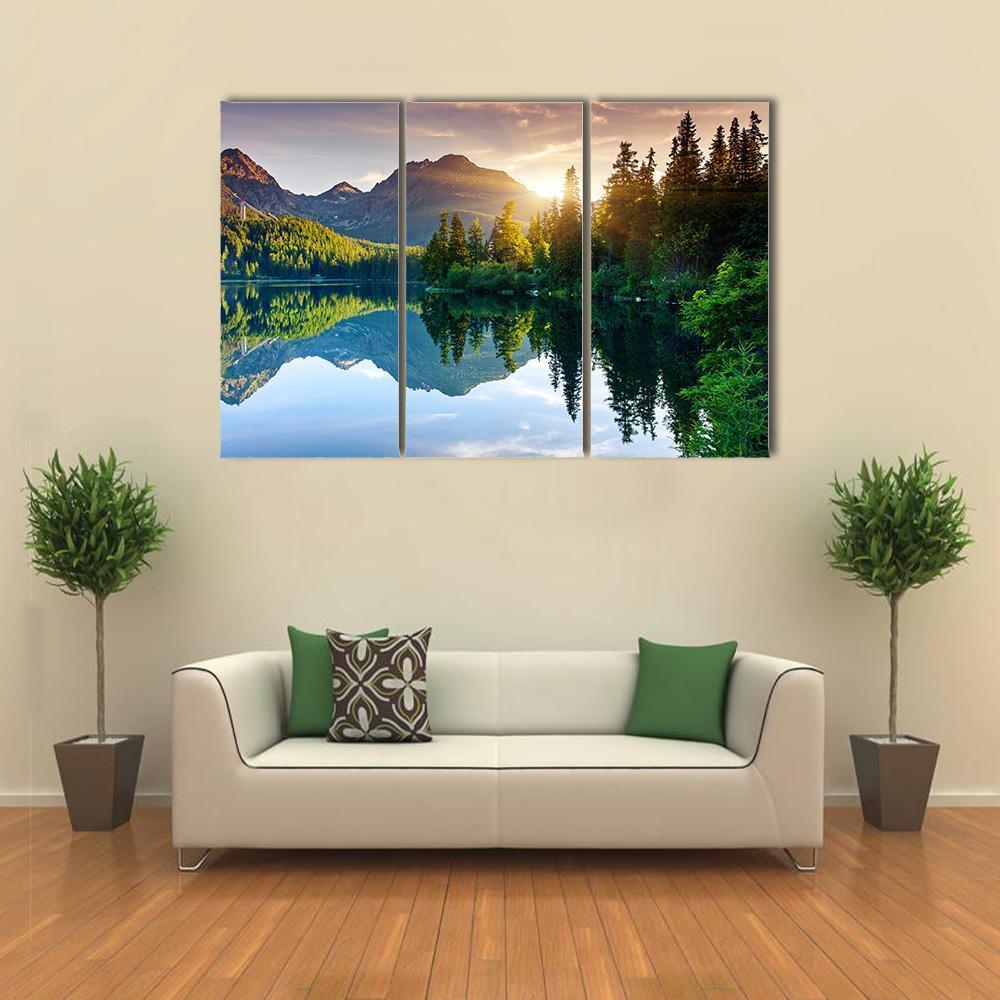 Beautiful Mountain Lake Slovakia Canvas Wall Art-3 Horizontal-Gallery Wrap-37" x 24"-Tiaracle