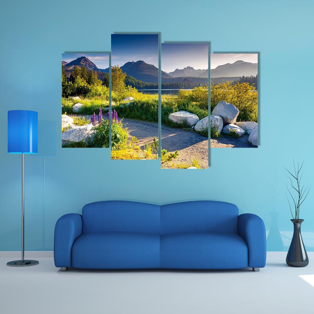 Landscape Near Lake Canvas Wall Art-4 Pop-Gallery Wrap-50" x 32"-Tiaracle