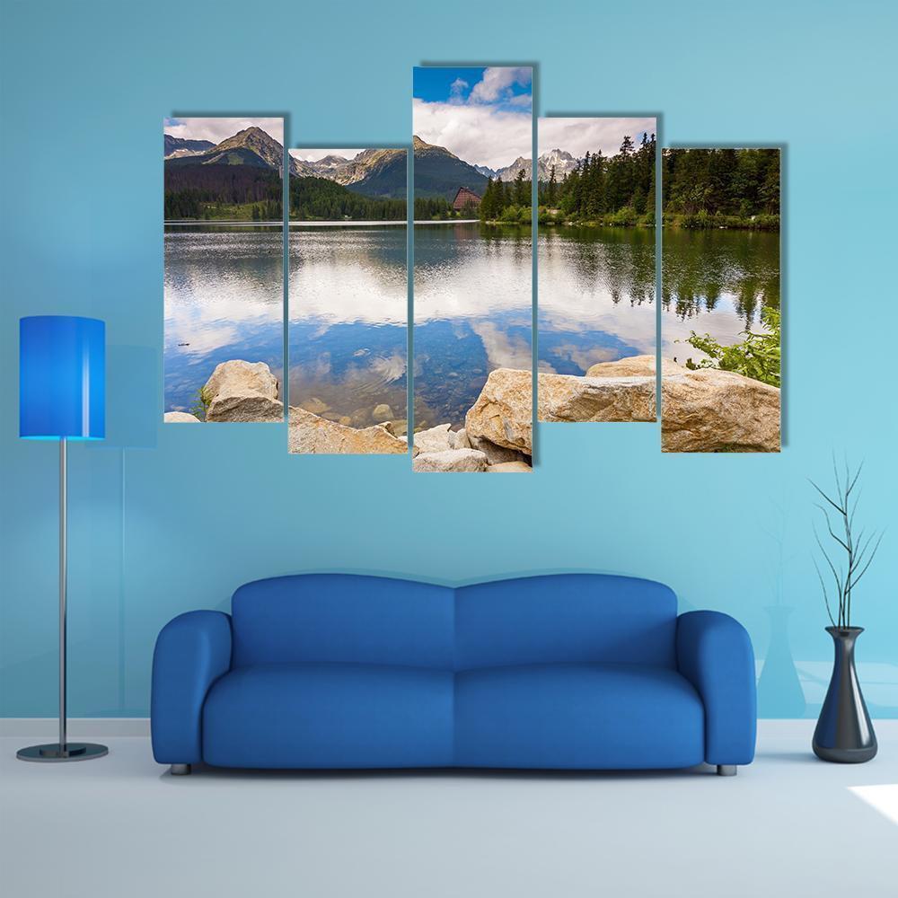 Mountain Lake Slovakia Canvas Wall Art-5 Pop-Gallery Wrap-47" x 32"-Tiaracle