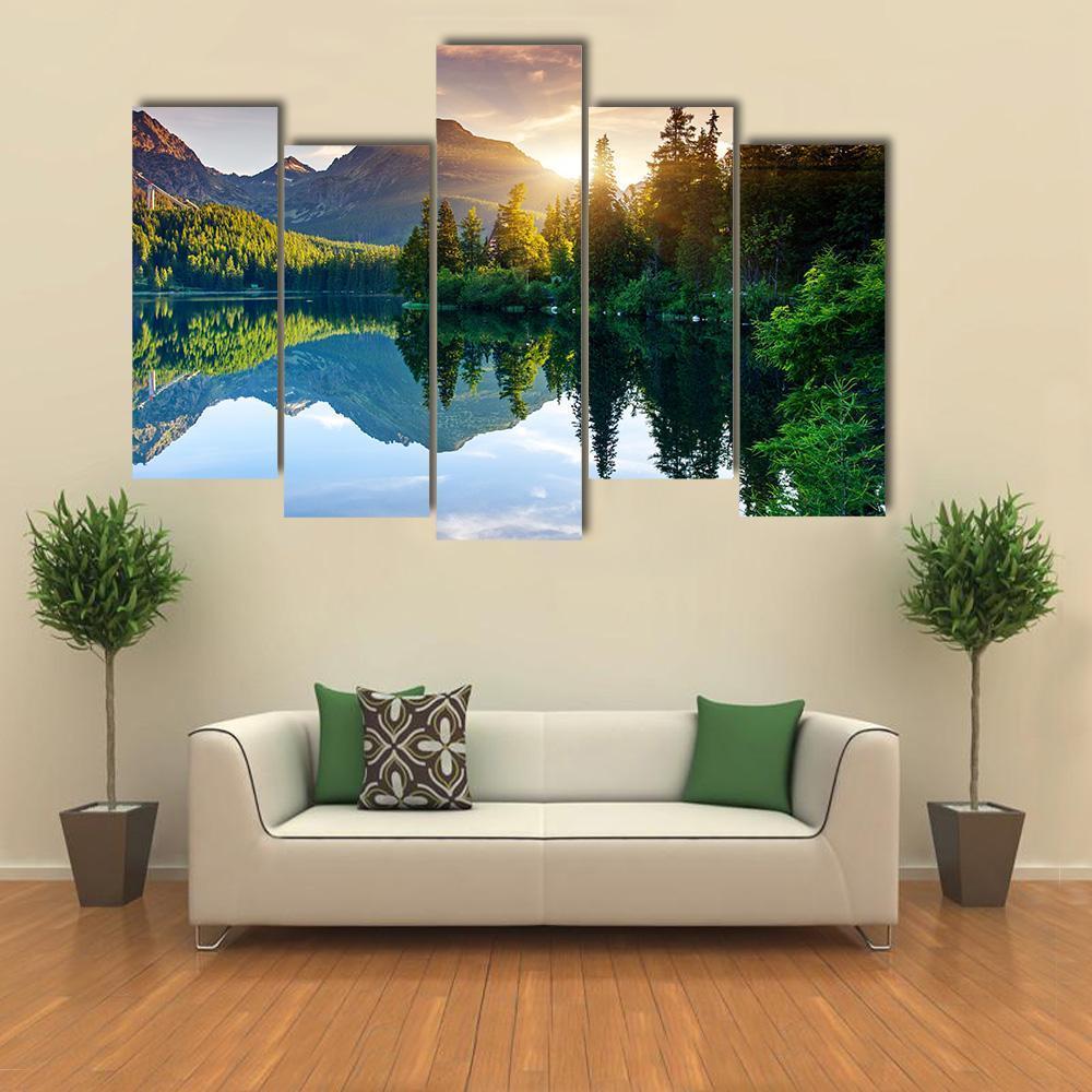 Beautiful Mountain Lake Slovakia Canvas Wall Art-5 Pop-Gallery Wrap-47" x 32"-Tiaracle