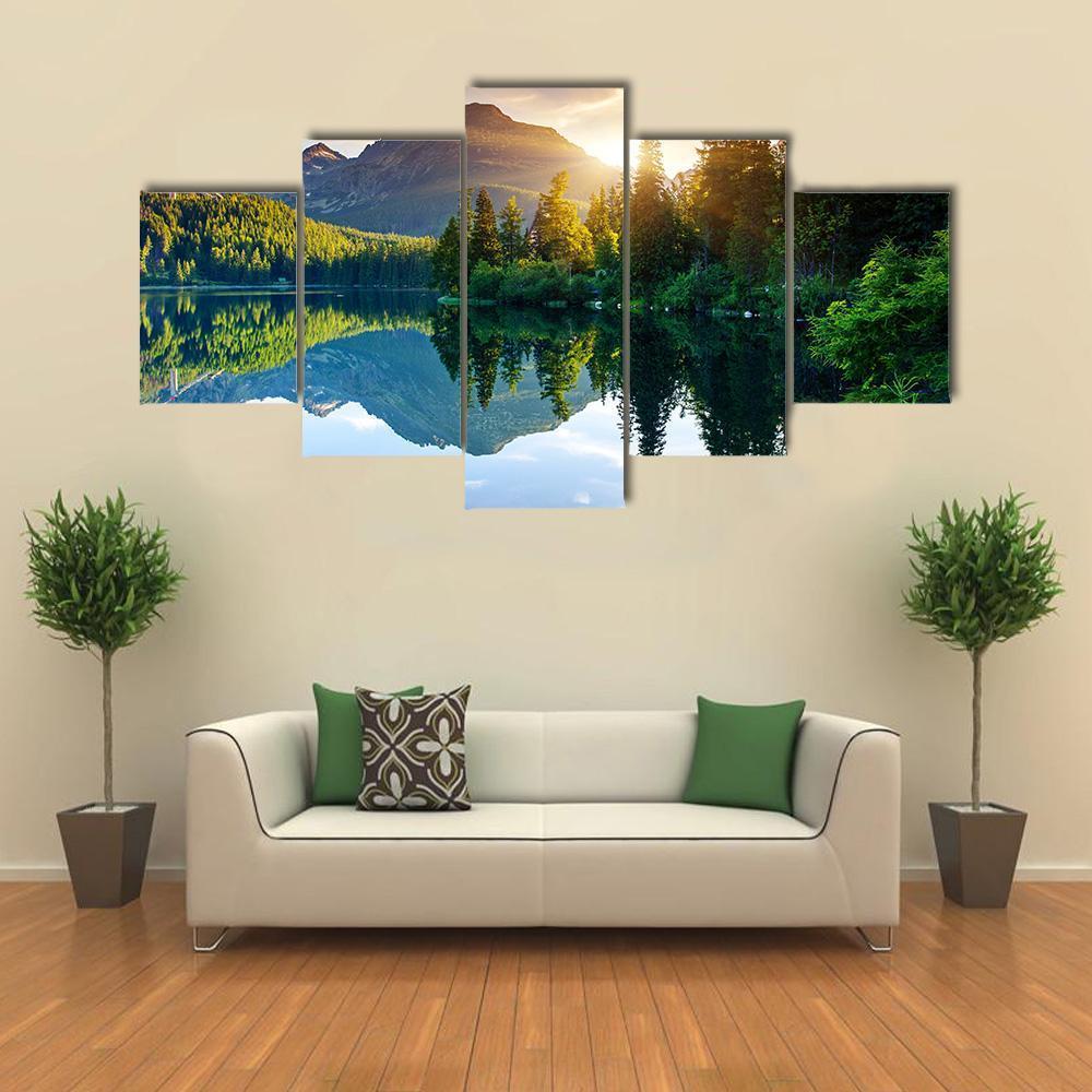 Beautiful Mountain Lake Slovakia Canvas Wall Art-5 Star-Gallery Wrap-62" x 32"-Tiaracle