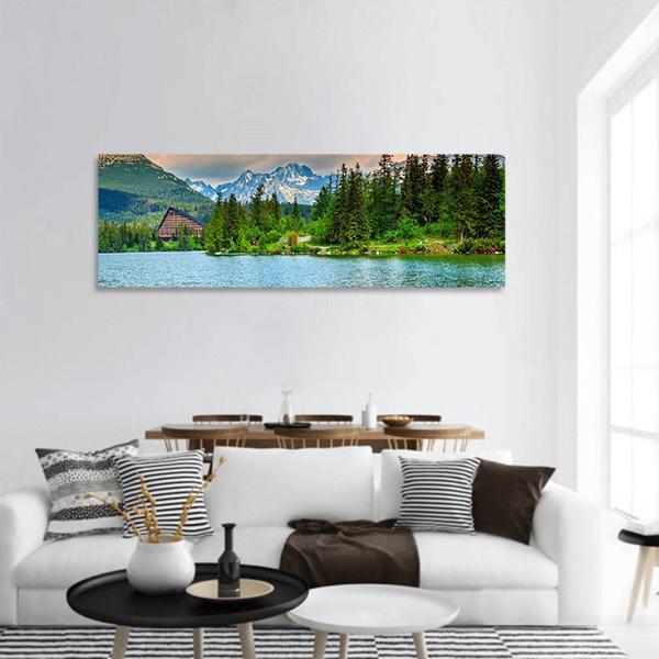 Stunning Mountain Lake Slovakia Panoramic Canvas Wall Art-1 Piece-36" x 12"-Tiaracle