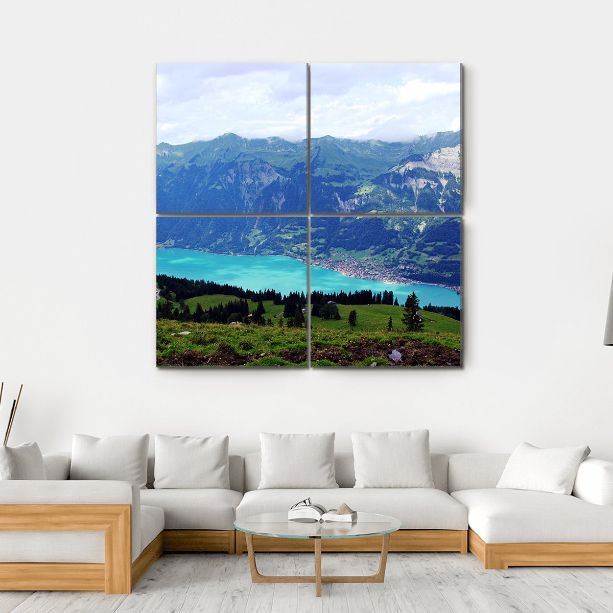 Mountain Lake Landscape Canvas Wall Art-4 Square-Gallery Wrap-17" x 17"-Tiaracle