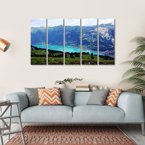 Mountain Lake Landscape Canvas Wall Art-5 Horizontal-Gallery Wrap-22" x 12"-Tiaracle