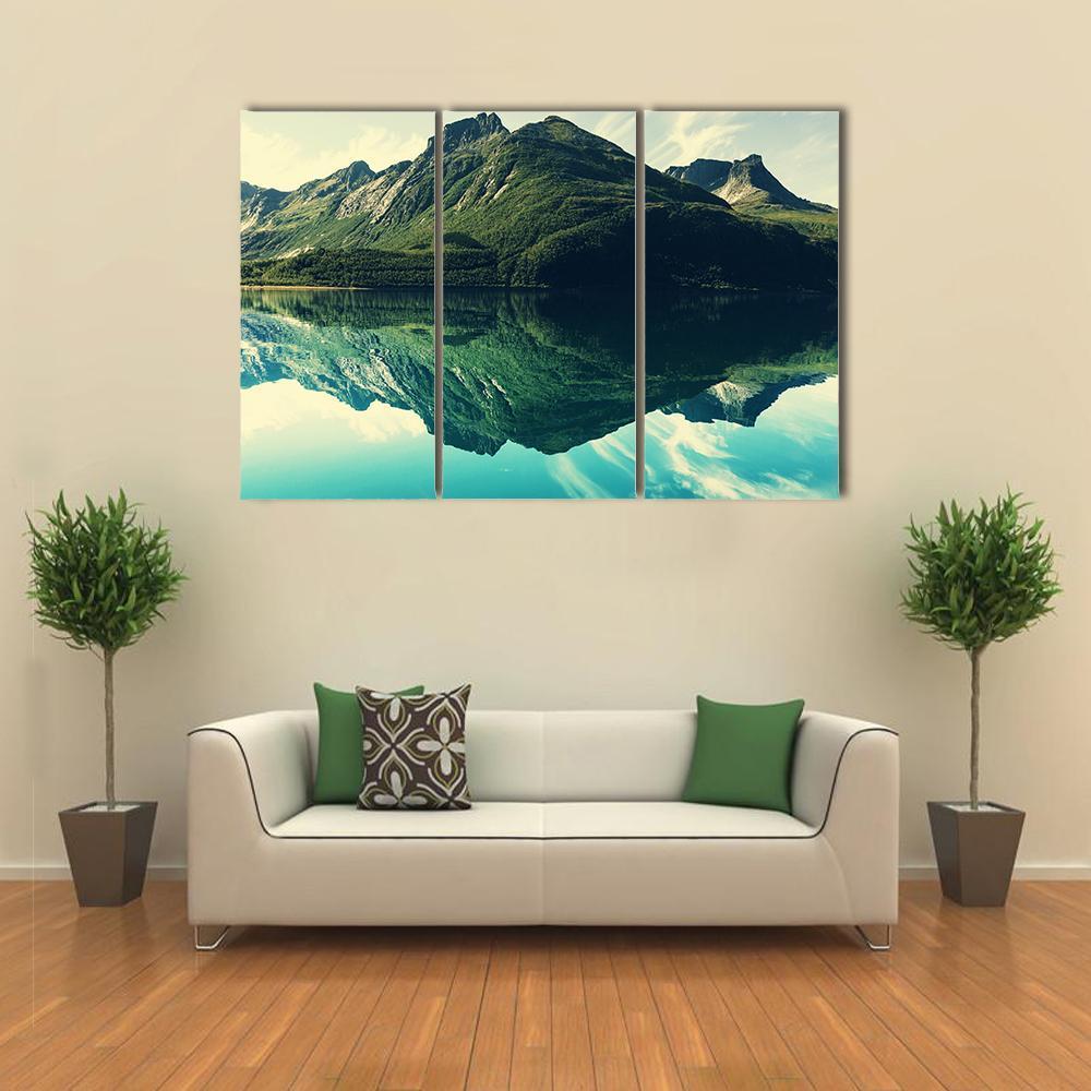 Mountain Lake Canvas Wall Art-3 Horizontal-Gallery Wrap-37" x 24"-Tiaracle