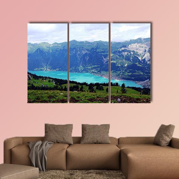 Mountain Lake Landscape Canvas Wall Art-3 Horizontal-Gallery Wrap-37" x 24"-Tiaracle
