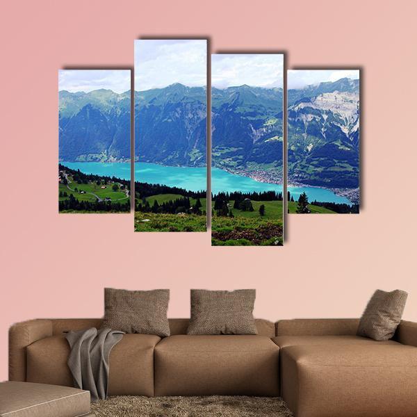 Mountain Lake Landscape Canvas Wall Art-4 Pop-Gallery Wrap-50" x 32"-Tiaracle