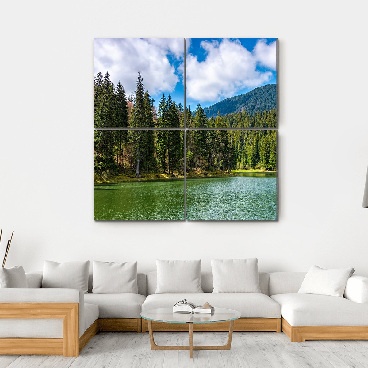 Mountain Lake Synevir Canvas Wall Art-4 Square-Gallery Wrap-17" x 17"-Tiaracle