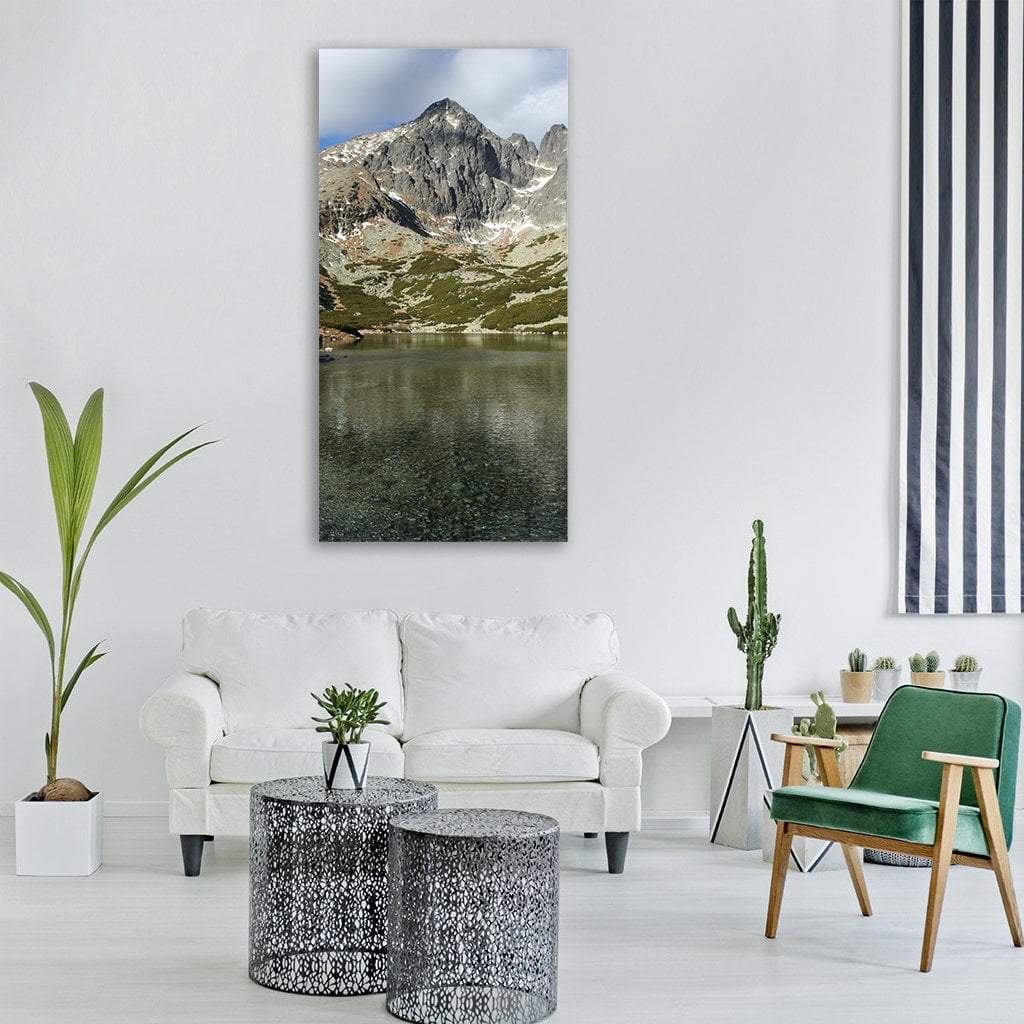 Mountain Lake Vertical Canvas Wall Art-3 Vertical-Gallery Wrap-12" x 25"-Tiaracle