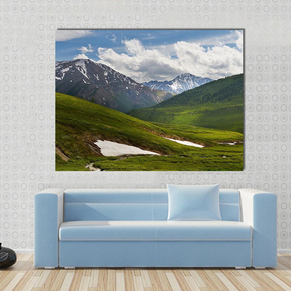Mountain Lake West Siberia Canvas Wall Art-1 Piece-Gallery Wrap-48" x 32"-Tiaracle
