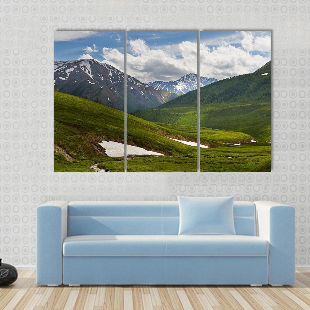 Mountain Lake West Siberia Canvas Wall Art-3 Horizontal-Gallery Wrap-37" x 24"-Tiaracle