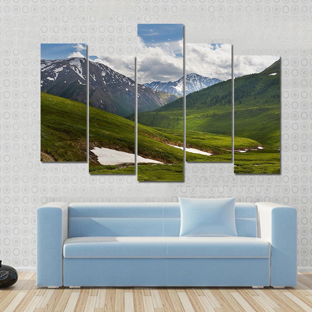 Mountain Lake West Siberia Canvas Wall Art-5 Pop-Gallery Wrap-47" x 32"-Tiaracle
