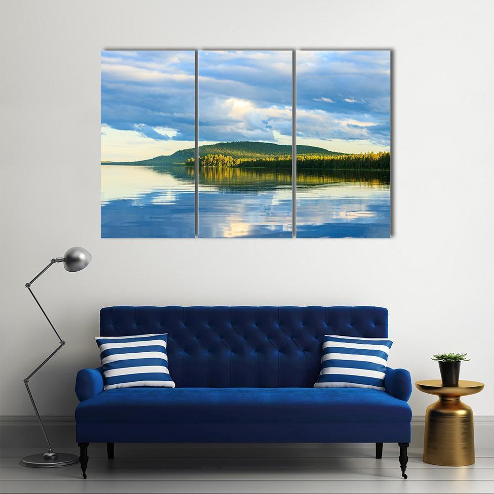 Lake With Beautiful Clouds Canvas Wall Art-3 Horizontal-Gallery Wrap-37" x 24"-Tiaracle