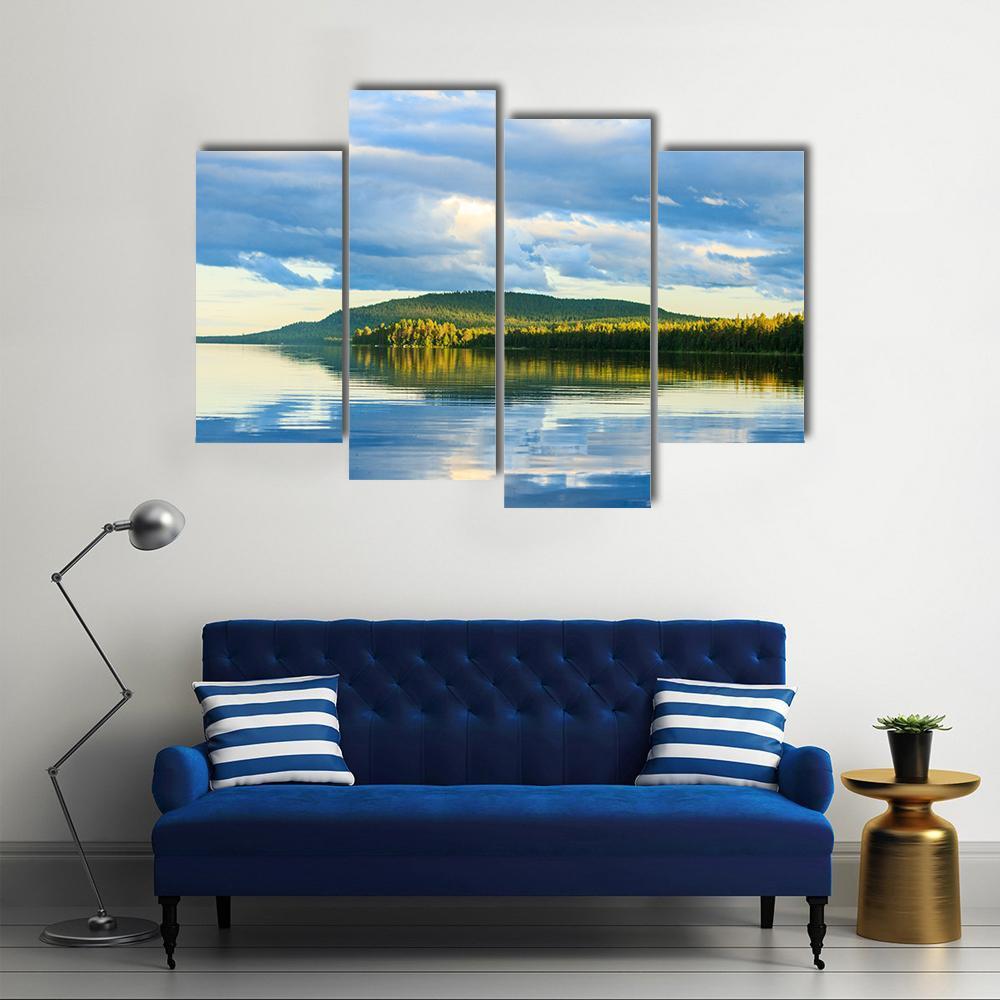Lake With Beautiful Clouds Canvas Wall Art-4 Pop-Gallery Wrap-50" x 32"-Tiaracle
