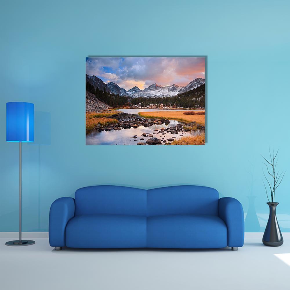 Siberian Mountain At Sunset Canvas Wall Art-1 Piece-Gallery Wrap-48" x 32"-Tiaracle