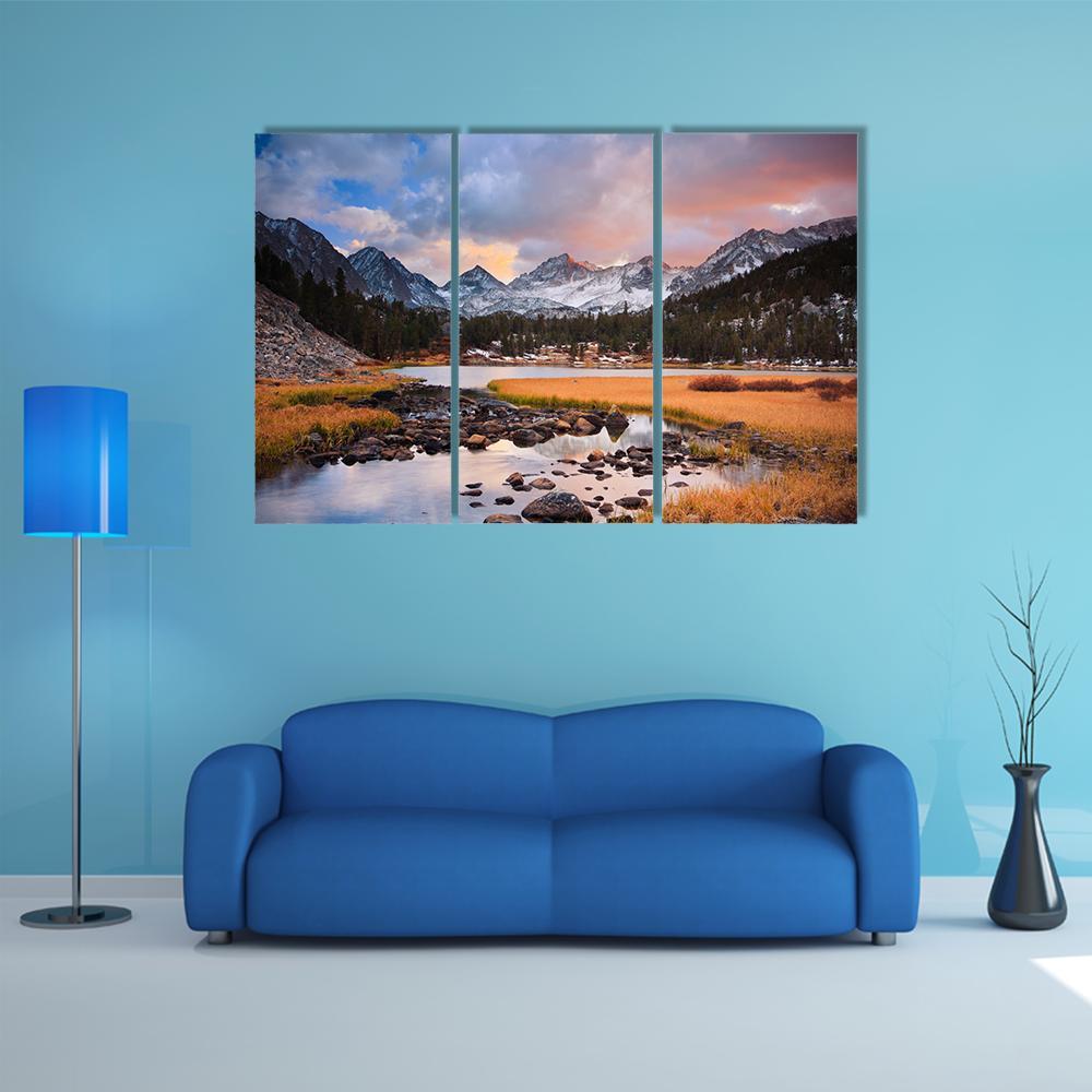 Siberian Mountain At Sunset Canvas Wall Art-3 Horizontal-Gallery Wrap-37" x 24"-Tiaracle