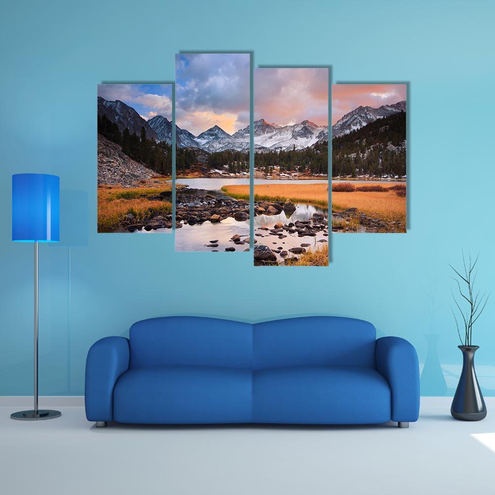 Siberian Mountain At Sunset Canvas Wall Art-4 Pop-Gallery Wrap-50" x 32"-Tiaracle