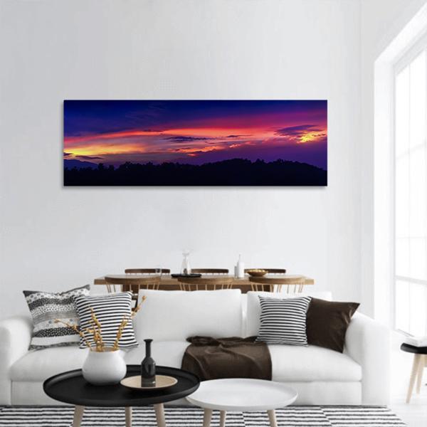 Mountain At Twilight Panoramic Canvas Wall Art-1 Piece-36" x 12"-Tiaracle