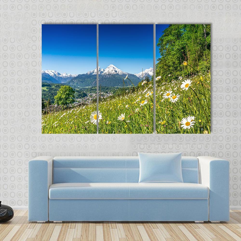 Mountain Landscape In Bavarian Alps Canvas Wall Art-3 Horizontal-Gallery Wrap-37" x 24"-Tiaracle