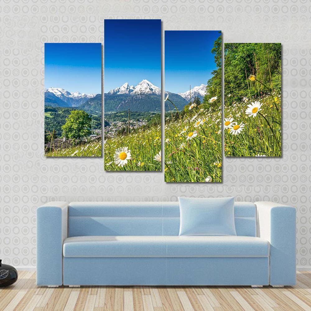 Mountain Landscape In Bavarian Alps Canvas Wall Art-4 Pop-Gallery Wrap-50" x 32"-Tiaracle