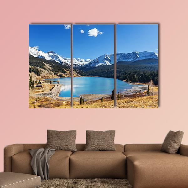 Colorado Rocky Mountains Lake Canvas Wall Art-3 Horizontal-Gallery Wrap-37" x 24"-Tiaracle