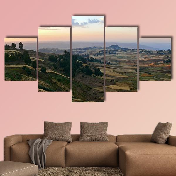 Mountain Landscape Ethiopia Canvas Wall Art-5 Star-Gallery Wrap-62" x 32"-Tiaracle