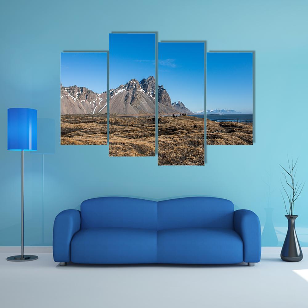 Mountain Landscape Iceland Canvas Wall Art-4 Pop-Gallery Wrap-50" x 32"-Tiaracle